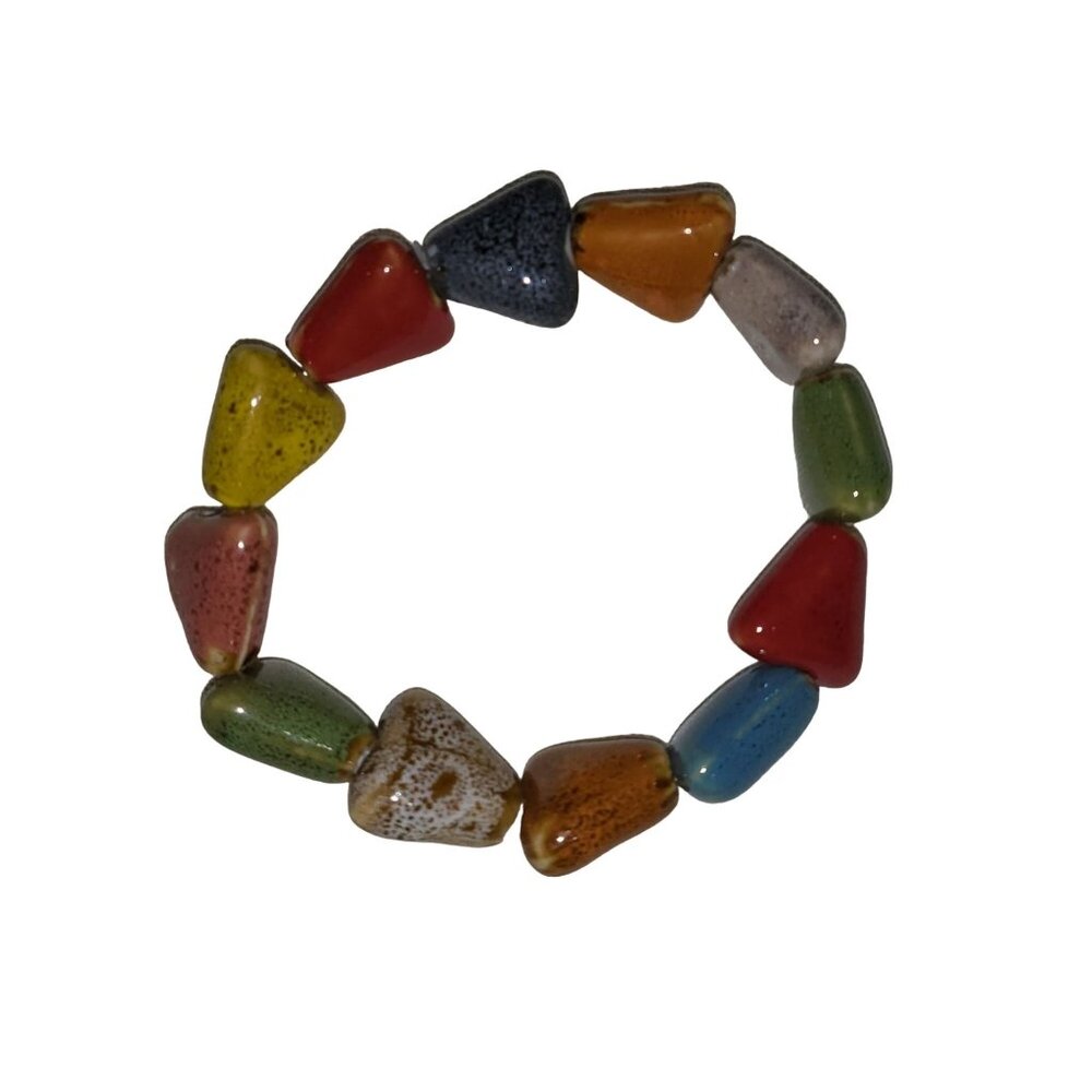 Colorful‎ synthetic stones stretch bracelet